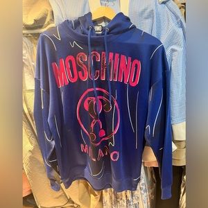 Moschino Blue with Pink Question Mark Hooded Sweatshirt